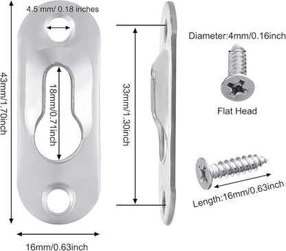 Hotop 40 Pieces Single Keyhole Picture Frame Hanger with 80 Pieces Screws Metal Keyhole Hanging Fasteners Brackets for Mirror Frame Cabinet, 43 x 16 mm(Silver)