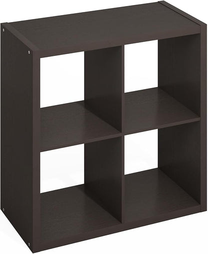 Furinno HERMITE Kitchen Island, 4-Cube Coffee Bar, Extra Thick Kitchen Storage, Bakers Rack, for Pantry Organizers and Storage, Kitchen Organization, Black Dark Oak