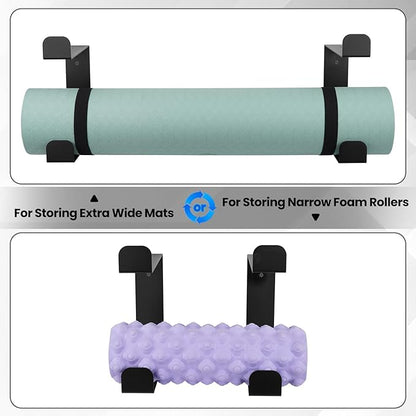 4 Tier Yoga Mat Holder Wall Mount & Yoga Mat Storage Rack,Heavy-duty steel fabrication,Holds 30 lbs for Foam Rollers,Resistance Bands,Home Gym