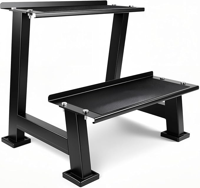 Kettlebell Storage Rack with Anti-Slip Pads, 2-Tier Weight Racks, Kettlebell Stand, Dumbbell and Kettlebell Rack for Home Gym Use