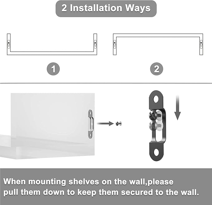 SRIWATANA Floating Shelves Wall Mounted, Solid Wood Wall Shelves, Black