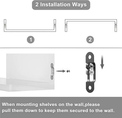 SRIWATANA Floating Shelves Wall Mounted, Solid Wood Wall Shelves, Black