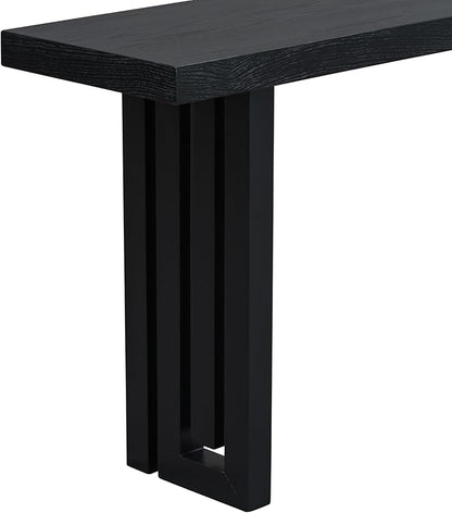 Uniquely Designed Oak Veneer Console Table, Modern Long Sofa Side Table with Distinctive Side Shapes, Suitable for Entryway, Hallway, Living Room, Foyer, Corridor,Easy Assembly (Black-41RT)