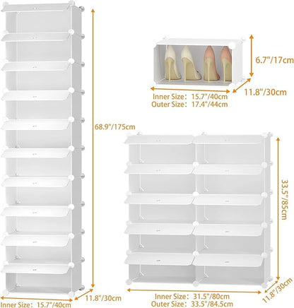 HOMIDEC Shoe Storage, 10-Tier Shoe Rack Organizer for Closet 20 Pair Narrow Shoes Shelf Cabinet for Entryway, Bedroom and Hallway