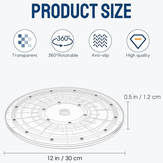 12 inch Lazy Susan Turntable,Acrylic Lazy Susan for Cabinet,Plastic Lazy Susans for Table Top Kitchen Spice Racks