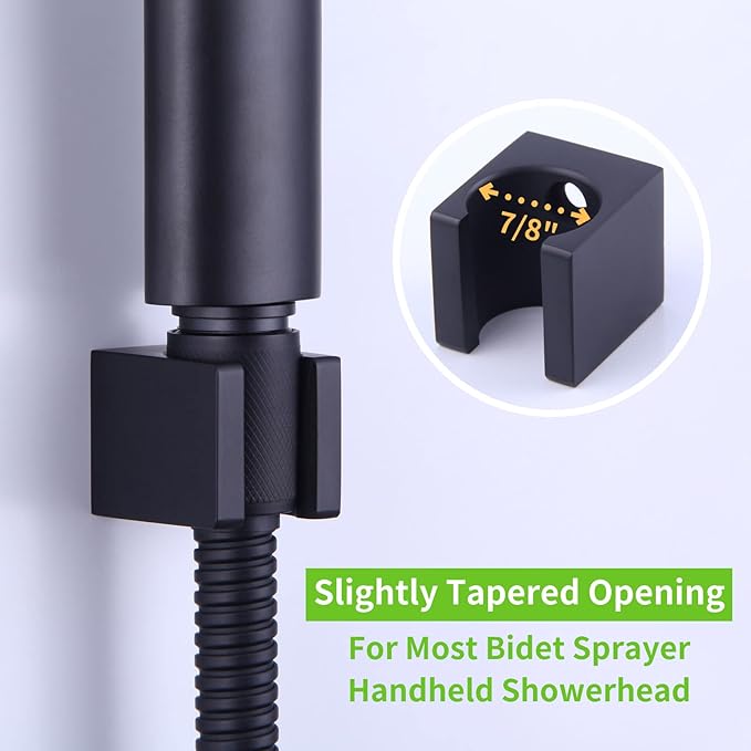 Angle Simple Shower Wand Holder, Brass Shower Head Hanger, Sprayer Nozzle Handle Bracket, Matte Black