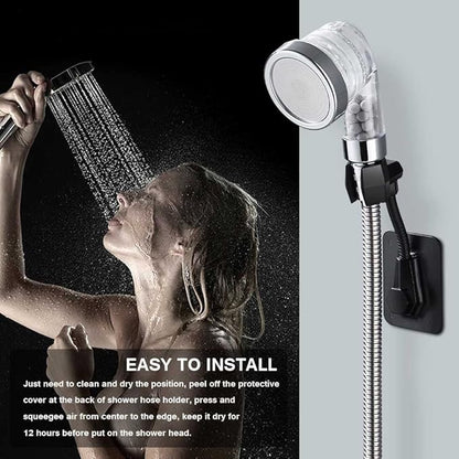 Shower Head Holder Strong Adhesive 360 Degree Rotatable Adjustable Handheld Shower Wand Holder Wall Mount Bracket for Bathroom (Black)