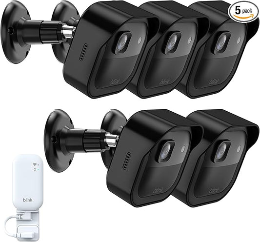 Blink Outdoor 2K Mount, Weatherproof Covers and 360°Adjustable Mounts for Blink 2K Camera, Space-Saving Outlet Wall Mount for Sync Module(Black, 5 Pack)