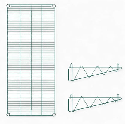 18" x 48" Green Wall-Mounted Wire Shelf with Epoxy Coating, Heavy-Duty Steel Storage Rack, NSF Certified, Easy Installation, Open Wire Design for Kitchen, Garage, or Utility Storage
