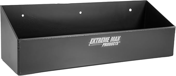 Extreme Max 5001.6455 Wall-Mount Aluminum 6-Quart Liquids Storage Shelf for Race Trailer, Garage, Shop, Enclosed Trailer, Toy Hauler - Holds Six 1-Quart (32 oz.) Bottles, Black