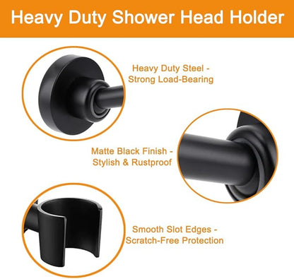 Shower Head Holder All Metal Handheld Shower Wand Bracket Adjustable Handheld Shower Head Holder Wall Mount Shower Wand Bracket Matte Black Finished