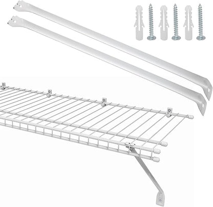 Uenhoy 2 Pack White 12 Inch Support Brackets for Wire Shelving, Wire Shelf Brackets Closet Shelf Bracket for Wardrobe Closet Support, with Anchors and Screws