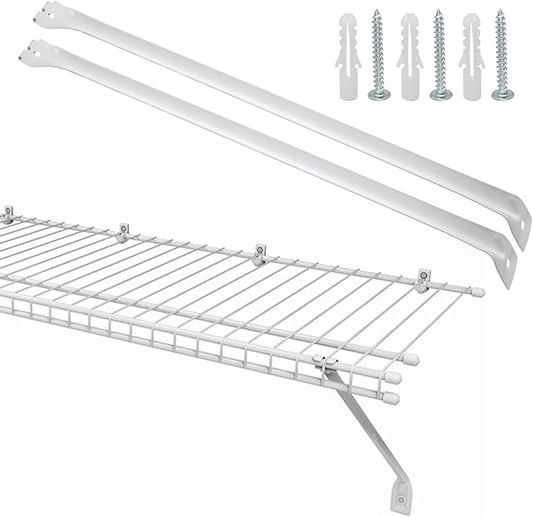 Uenhoy 2 Pack White 12 Inch Support Brackets for Wire Shelving, Wire Shelf Brackets Closet Shelf Bracket for Wardrobe Closet Support, with Anchors and Screws