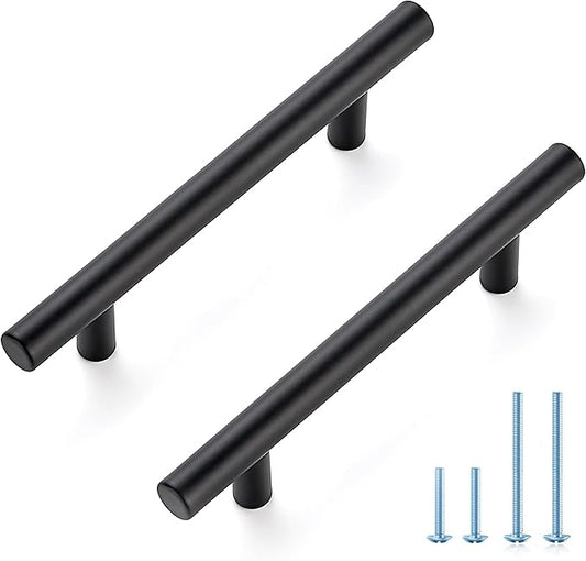 JOY DECOR 45 Pack 6 Inch Cabinet Pulls Kitchen Cabinet Handles with 3-3/4 Inch Hole Center Matte Black Cabinet Hardware Stainless Steel Kitchen Drawer Pulls for Cabinets Cupboard, 96mm Hole Centers