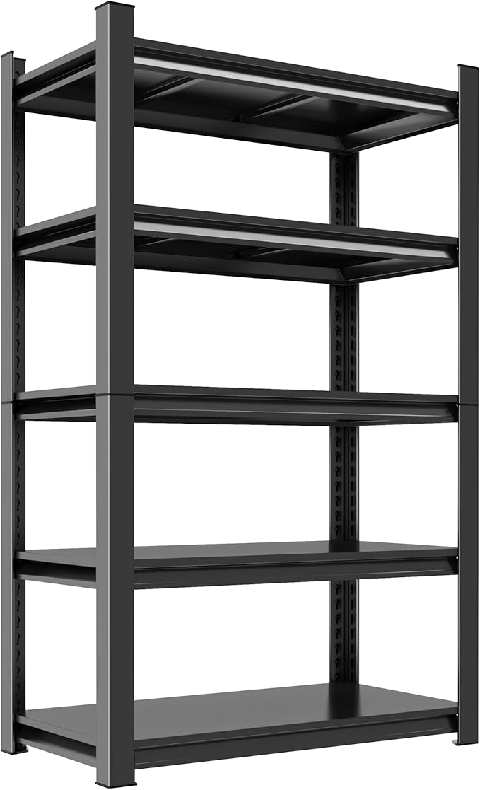 Metal Garage Shelving Unit, Heavy Duty 5-Tier Adjustable Storage Rack, Steel Shelving, 2000 lbs Capacity, Industrial Shelves for Heavy Tools and Equipment (5-Tier 71.2" H x39.4 W x 13.8" D)
