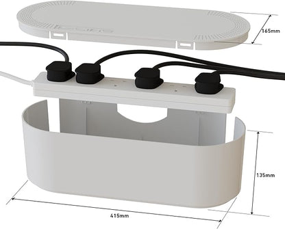 D-Line Cable Tidy Box | Hide and Conceal Extension Blocks and Electrical Cables from TVs, Computers, Gaming Consoles & PCs | Cable Management Made from a Robust Electrically-Safe ABS Material | Large, White