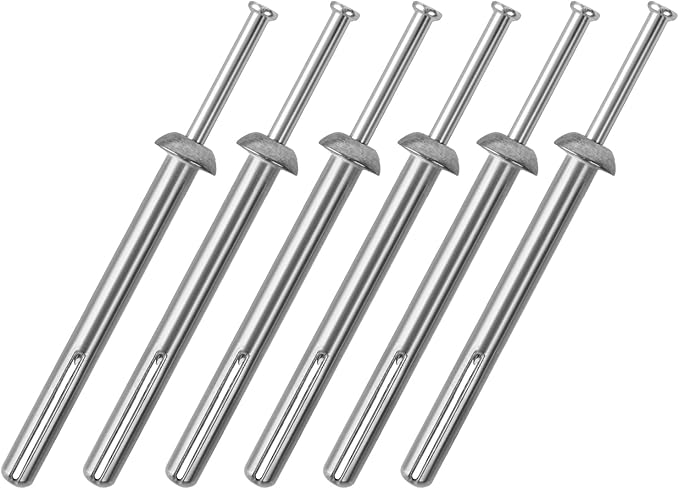 meite Hammer Drive Anchors 1/4" x 2-1/2" for Sign Mounting & Fence Brackets, Heavy-Duty Expansion Anchors for Concrete, Zinc-Plated Steel, Secure Hold (100 Counts)