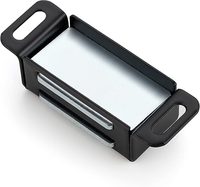 Ravinte 2 Pack Black Magnetic Door Catch, Matte Black Cabinet Magnets, Strong Magnetic Catch Latch for Kitchen Cabinets, Drawers & Cupboards, Stainless Steel Closures