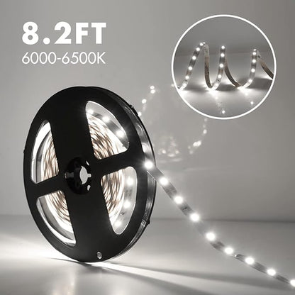 Sensky Motion Sensor LED Strip Light Under Cabinet Lighting Kit, LED Strip Light with Motion Sensor, FCC Listed Power Adapter for Gun Safe Light, Shelf, TV Wall Lighting (8.2FT,6000K)