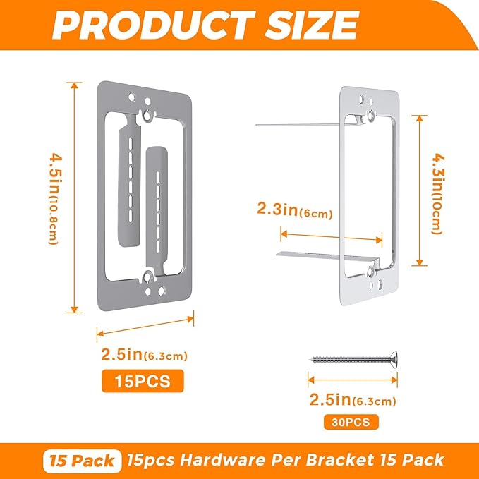 10 Pcs Low Voltage Mounting Bracket 1 Gang,Single Gang Drywall Brackets,Low Voltage Box Brackets for Drywall Outlet Cable Pass Through Wall Plates,Fixing Loose Outlets or Adding New Outlet