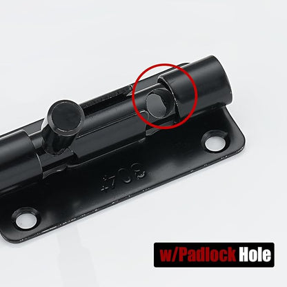 JQK Door Security Slide Latch Lock Barrel Bolt, 304 Stainless Steel Sliding Gate Latches Thickened 1.4mm with Padlock Hole, Black, 4 Pack HBB120-BK-P4