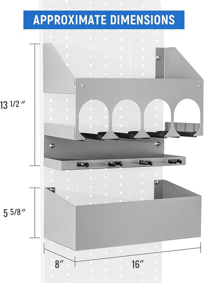 AA Products P-SH-Power Tool Organizer Wall Mount Designed for 16''D Van Shelving Storage, Three Layer 16" W Steel Power Tool Charging Station Organizer