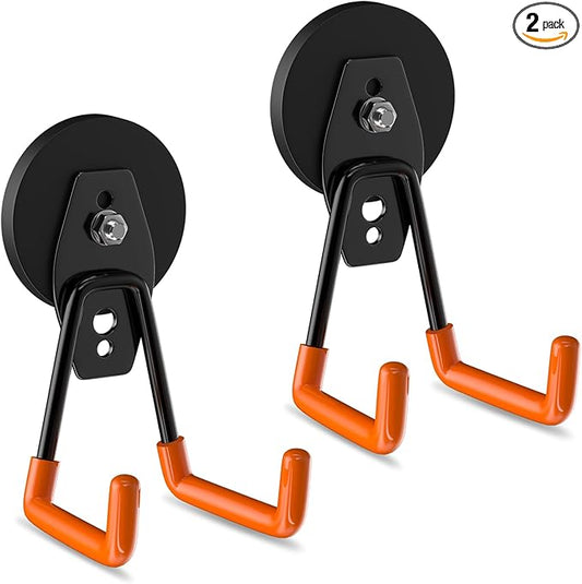 ENUODA Magnetic Hooks Heavy Duty Magnetic Tool Holder Utility Neodymium Magnet Hooks for Hanging Coat, Toolbox, Shovel, Broom, Mop, Container, Van, Cabinet, Locker, 2 Pack