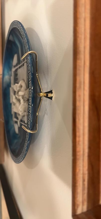 Rocky Mountain Goods Plate Hanger for Wall and Mounting Hardware - Fits Decorative Plates and Platters - Heavy Duty Polished Brass - Non Scratch Hooks - Includes Wall Mount Kit (5" - 8")