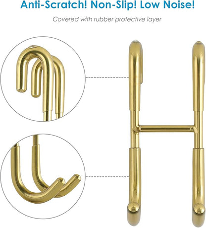 Simtive Shower Door Hooks (3-Pack), Towel Hooks for Bathroom Frameless Glass Door, Shower Squeegee Hooks, Gold