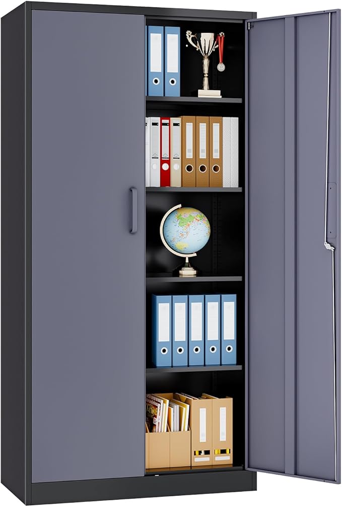 Metal Locker Storage Cabinet,Locking Cabinet with Doors and Adjustbale Shelves,Garage Storage Cabinets for Basement,Home Office