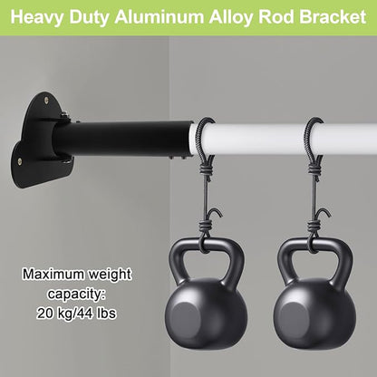 Adjustable Shower Curtain Rod Bracket 1 Pack Aluminum Alloy Shower Curtain Rod Single Swivel Flange Heavy Duty Closet Rod Bracket with Screws (Black)