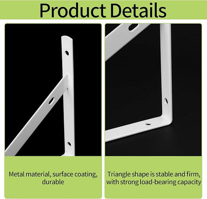 8 Pcs Heavy Duty Shelf Brackets, Floating Metal Shelf Brackets, L Shaped Shelves Support Angle Brackets for Heavy Duty Floating Shelves (9.84 x6.29 inch White)