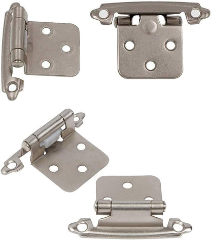 DecoBasics Cabinet Hinges Brushed Nickel for Kitchen Cabinets Doors (2 Pair -4 Pcs) -1/2" Overlay (Variable) -Self Closing Kitchen Cabinet Hinges Flush Mount w/Silicon Bumpers & Hardware Screws…