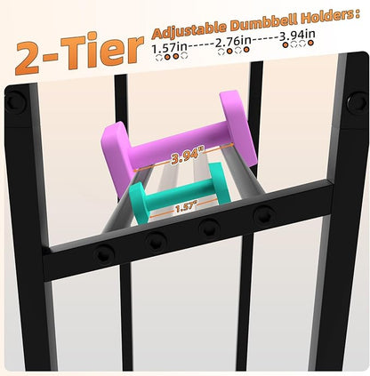 4 Tier Home Gym Storage Rack with Wheels, Yoga Mat Rack Small Dumbbell Weight Rack, Multi-Functional Wood Metal Gym Equipment Storage Rack Workout Cart for Women Kettlebell Fitness Organizer