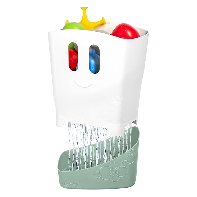 Ubbi Stand Up Bath Toy Storage Organizer, Bath Caddy with Removable Drying Rack Bin for Toddlers and Baby, Sage