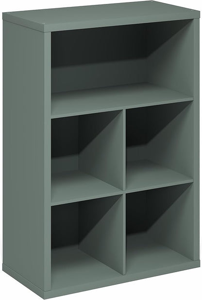 Furinno Cubicle Book Shelf, 5-Cube Bookshelf, Extra Thick Frame Cube Storage Organizer Bookcase with Closed Back, 15.3 x 29.9 x 43.3, for Living Room, Bedroom, Home Office, Sage Green