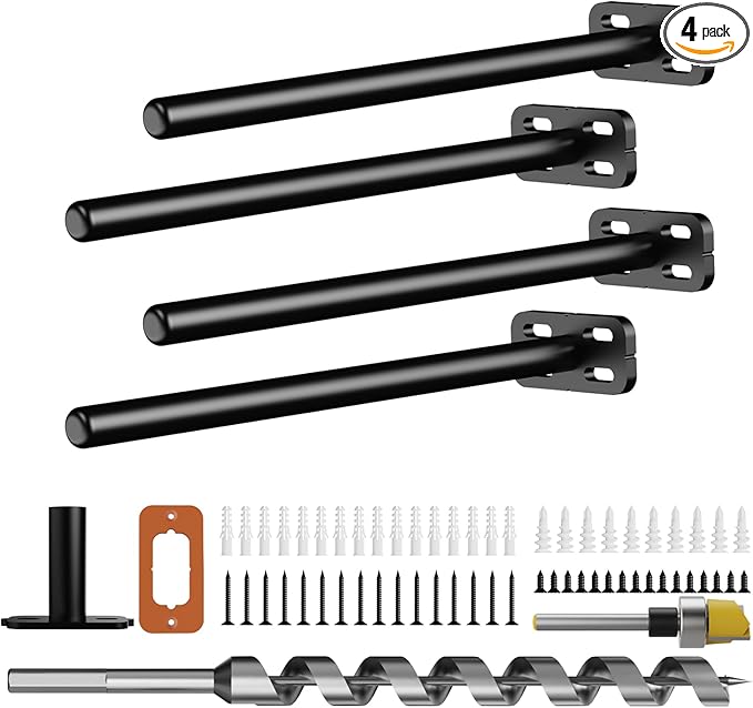 4pcs Wall Shelf Brackets Heavy Duty Floating Shelf Bracket Hidden,Invisible Black Shelving Brackets Decorative Floating Shelf Hardware Heavy Duty,Metal Shelf Support Bracket(8"-4pcs)