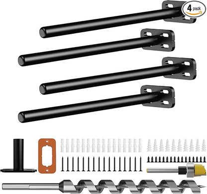 4pcs Wall Shelf Brackets Heavy Duty Floating Shelf Bracket Hidden,Invisible Black Shelving Brackets Decorative Floating Shelf Hardware Heavy Duty,Metal Shelf Support Bracket(8"-4pcs)