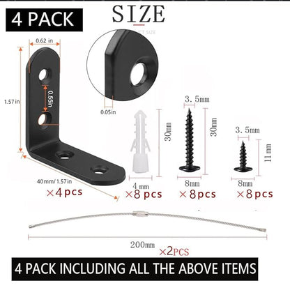 Furniture Anchors Small Aesthetic Earthquake Straps for Furniture Dresser Wall Anti-Tip Furniture Safety Anchor to Childproof and Babyproof Your Home Holds Up to 500 Pound (Black, 1.6 in)