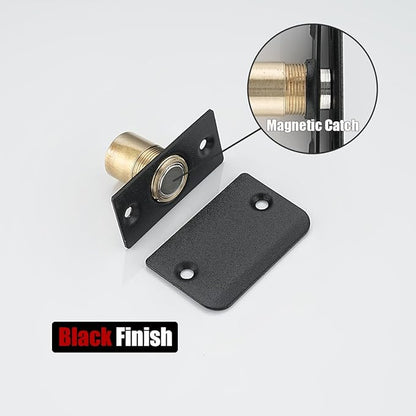 JQK Closet Magnetic Door Ball Catch Hardware, 430 Stainless Steel Catch Adjustable with Strike Plate, Black Finish 2 Pack, HBC120-BK-P2