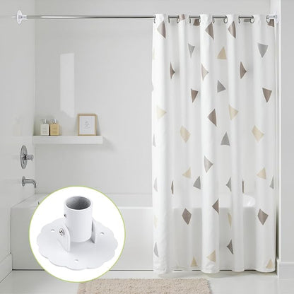 Flower-Shape Shower Curtain Rod Bracket, 2Pcs Telescopic Metal Shower Drape Rod Swivel Flange Curtain Pole Wall-Mount Bracket (White,26mm)