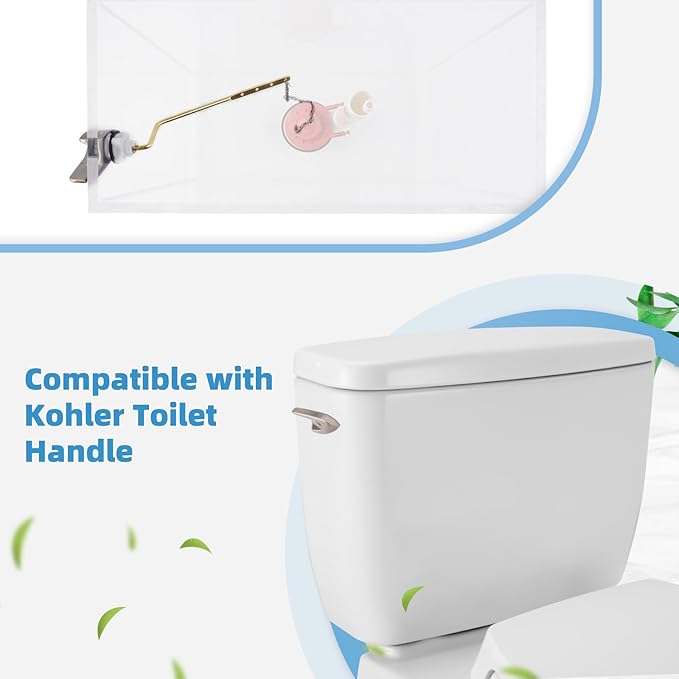 2 Pack Universal Brass Toilet Handle Replacement Kit, Side/Angle Mount Toilet Flush Handle Compatible with Kohler K-GP30324-CP/TOTO/American Standard, Stainless Steel Flapper Chain, Brushed Nickel