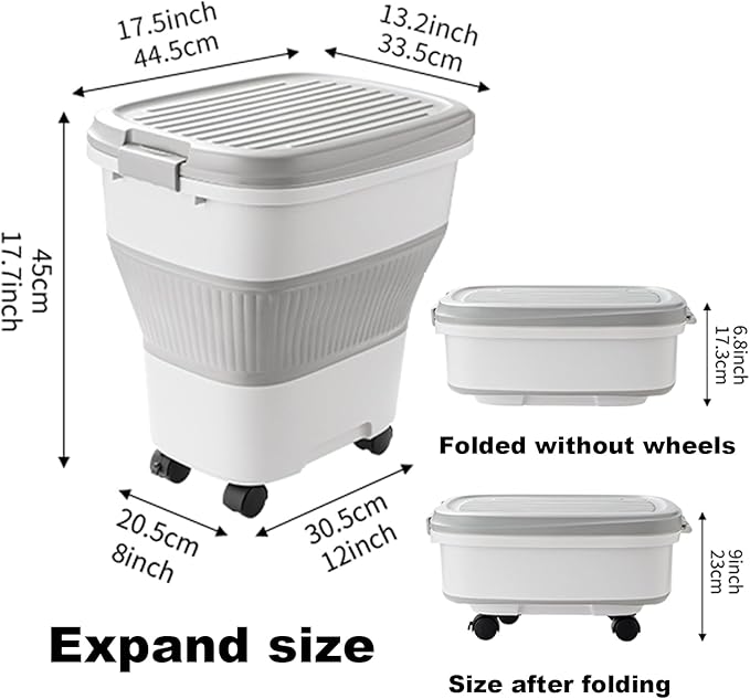 35 lbs Dog Food Storage Container,Collapsible Dog Food Container with Scoop,Pet Food Storage Containers to Keep Dry Food Fresh,Easy to Move