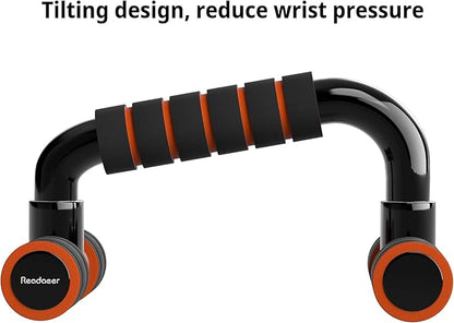 READAEER Push Up Bars Gym Exercise Equipment Fitness 1 Pair Pushup Handles with Cushioned Foam Grip and Non-Slip Sturdy Structure Push Up Bars for Men & Women