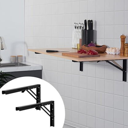 VEVOR Folding Shelf Brackets, 24" Heavy Duty Shelf Brackets, Brackets for Shelves, 5mm Thick L Shelf Bracket, Steel Shelving Brackets with 300 lbs Load Capacity, Matte Black 2 Pcs