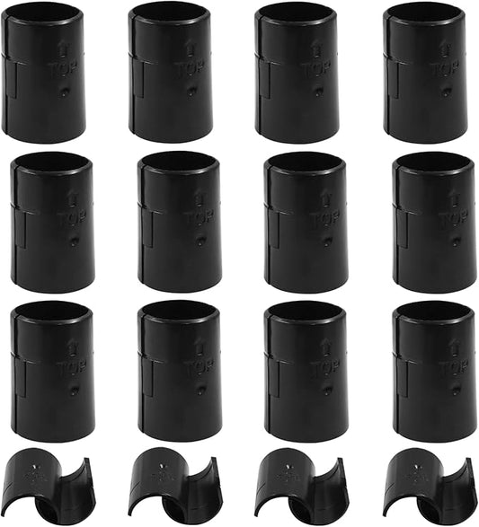 32Pcs (16 Pairs) Wire Shelf Clips, 1"(25.4mm) Post Wire Shelving Shelf Lock Clips, Plastic Black Shelving Sleeves Replacements for Wire Shelving System