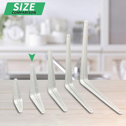 Shelf Brackets 6 Inch, 20 Pack White Metal Heavy Duty L Adjustable Floating Shelves Bracket, 6 x 5 Inch Farmhouse Decorative Shelf Angle Bracket for Wall with Screws