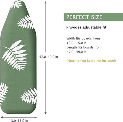 SheeChung Ironing Board Cover and Pad 15" x 49",Iron Board Cover with Elastic Edge & Adjustable Fastener,Cotton Covers Resist Scorching and Staining Extra Thick Padding,Silicone Coating
