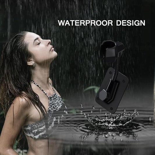 Shower Head Holder Strong Adhesive 360 Degree Rotatable Adjustable Handheld Shower Wand Holder Wall Mount Bracket for Bathroom (Black)
