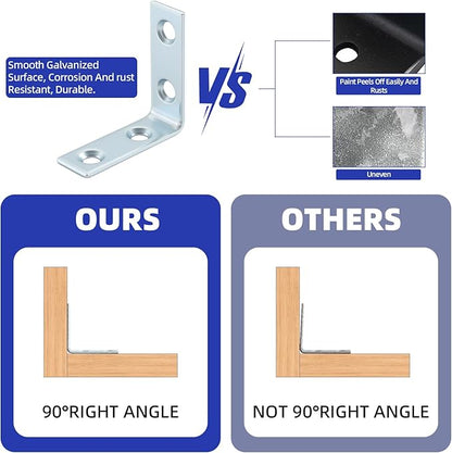 40 Pack L Bracket Corner Braces, Small Metal L Brackets for Wood, 1.5 inch Steel Joist Right Angle Brackets for Wood Shelves Chair Drawer Cabinet with Screws, Zinc Plated HOME MASTER HARDWARE